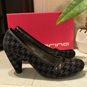 Fornarina Bee black leather/corduroy fabric pump